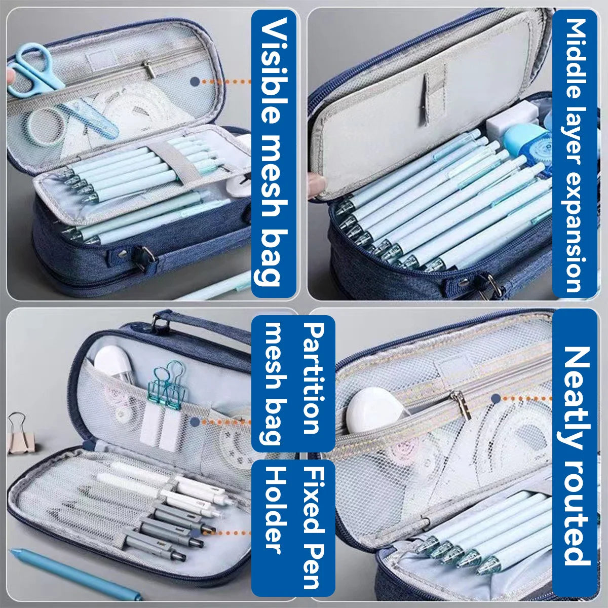 Pen Storage Bag Pencil Case 4 Layer Large Capacity Cosmetic High Quality Study Supplies Simple Student Stationary Boxes exovai.com