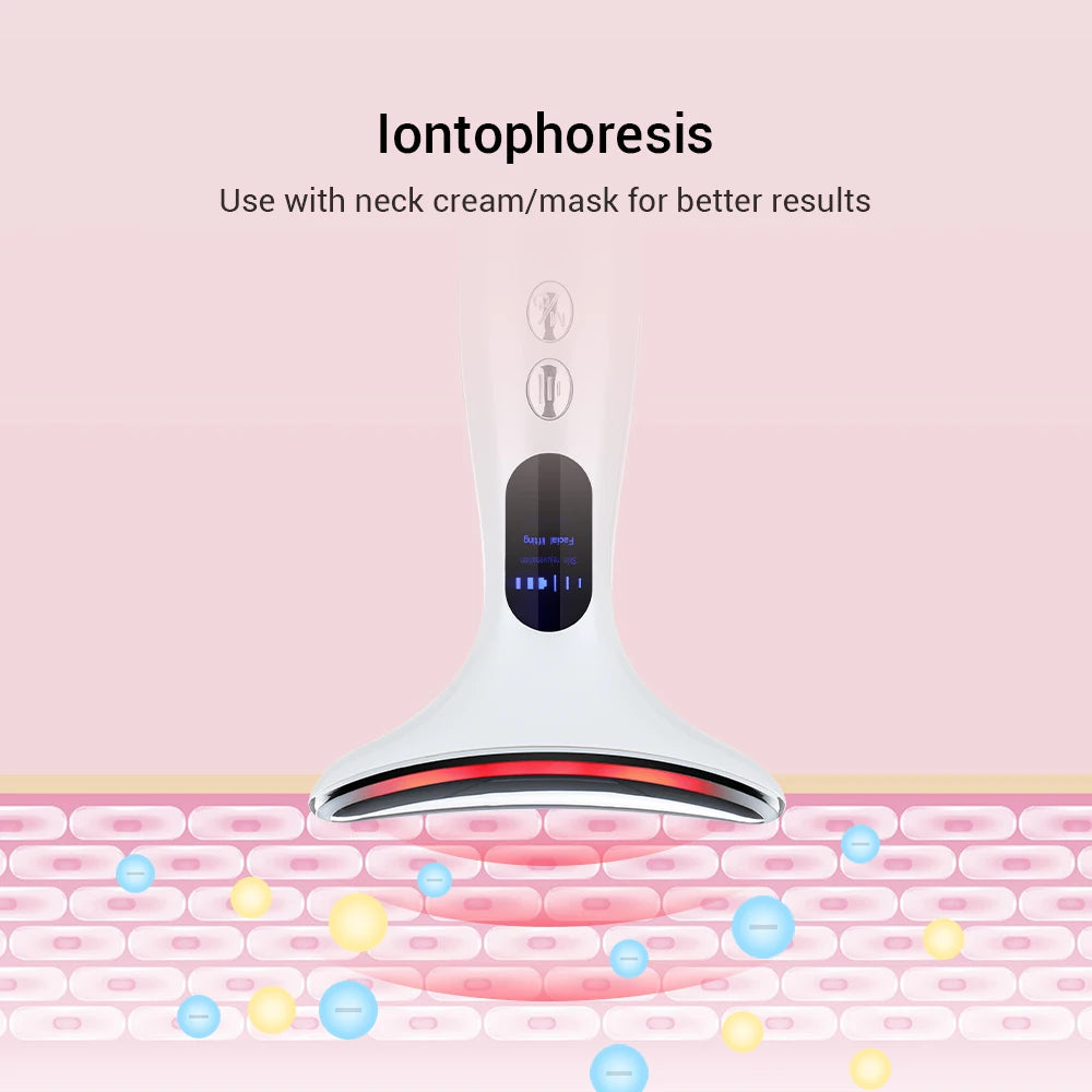 EMS Three Color Light Firming Rejuvenating Neck Beauty Device Skin Ion Importer Facial Lifting Neck Lines Wrinkles Device exovai.com