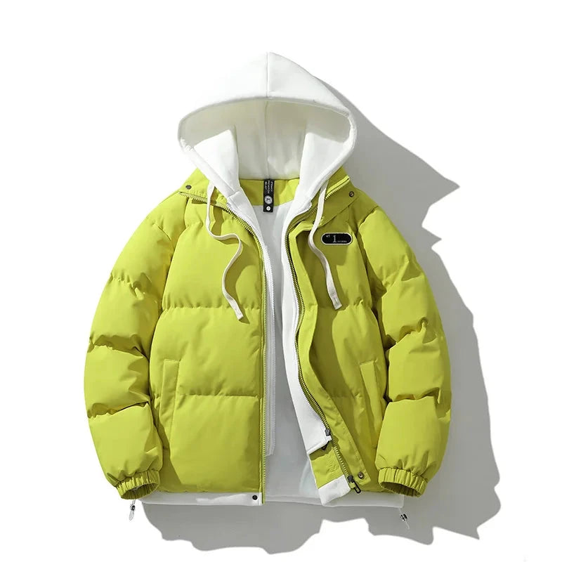 2024 Autumn and Winter Warm Jacket Casual Fashion 2-in-1 Hooded Windproof Bicycle Cotton Coat Simple Couple Outdoor Windbreaker exovai.com