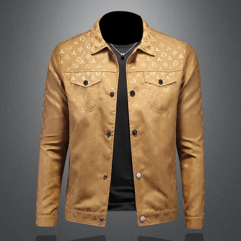 Men's Autumn Jacket Printed Flower Lapel Slim Fit Thin Casual Trendy High Quality Large Size exovai.com
