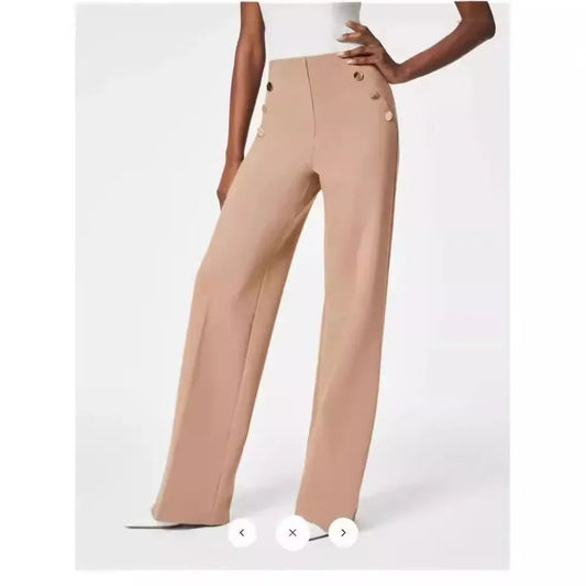 Spring Women Pants Black Button Empire Waist Loose Long Pants Female New Trendy Elegant Casual Trendy Ladies Clothes exovai.com