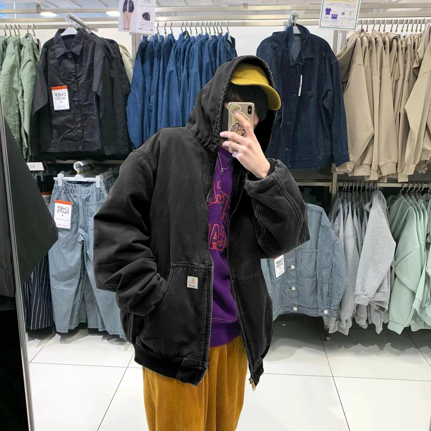 Winter New American Retro Long Sleeve Hooded Bomber Jacket Men's Fashion Cotton Thick Dom Quilted Casual Multi-pocket Coat exovai.com