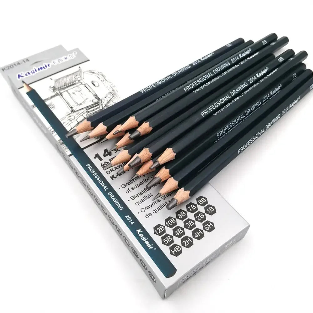 14Pcs/Set Drawing Pencil Set Wooden Professional Art Supplies Hard/Medium/Soft Sketch Charcoal Pencils exovai.com