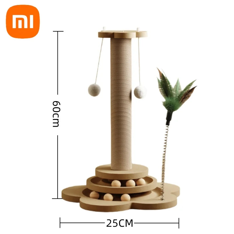 MIJIA Pet Cat Toy Cat Scratcher 4-in-1 Swivel Design Turntable Funny Durable Cat Stick Cat Tree Scratcher With Ball And Feather exovai.com