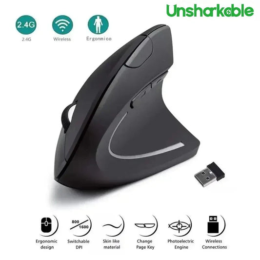 Vertical Mouse Ergonomic 2.4GHz Wireless Optical Mice 3 Adjustable DPI 800/1200/1600 6 Buttons for Laptop PC Computer Desktop exovai.com