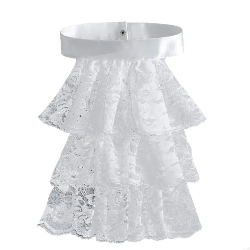 Y3NE Lace Jabot Collar Victorian Theme Party Neckwear Cosplay Accessory Collar for Halloween Teaparty Dressingup Neckpiece exovai.com