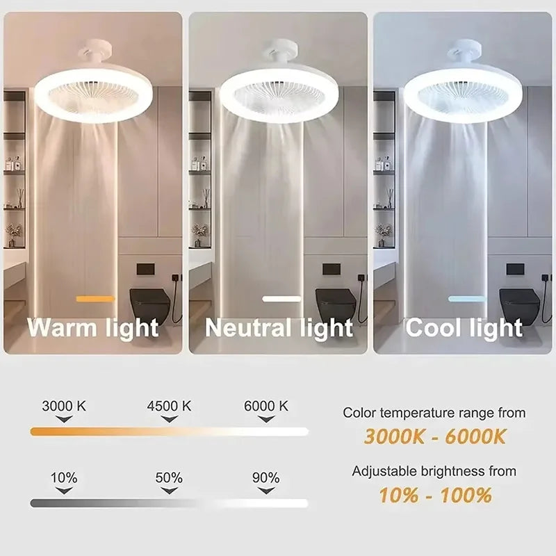 2 In 1 Ceiling Fan Lamps 3 Speeds Adjustable E27 Base Infinitely Dimmable for Living Room Bedroom Study LED Decorative Light exovai.com