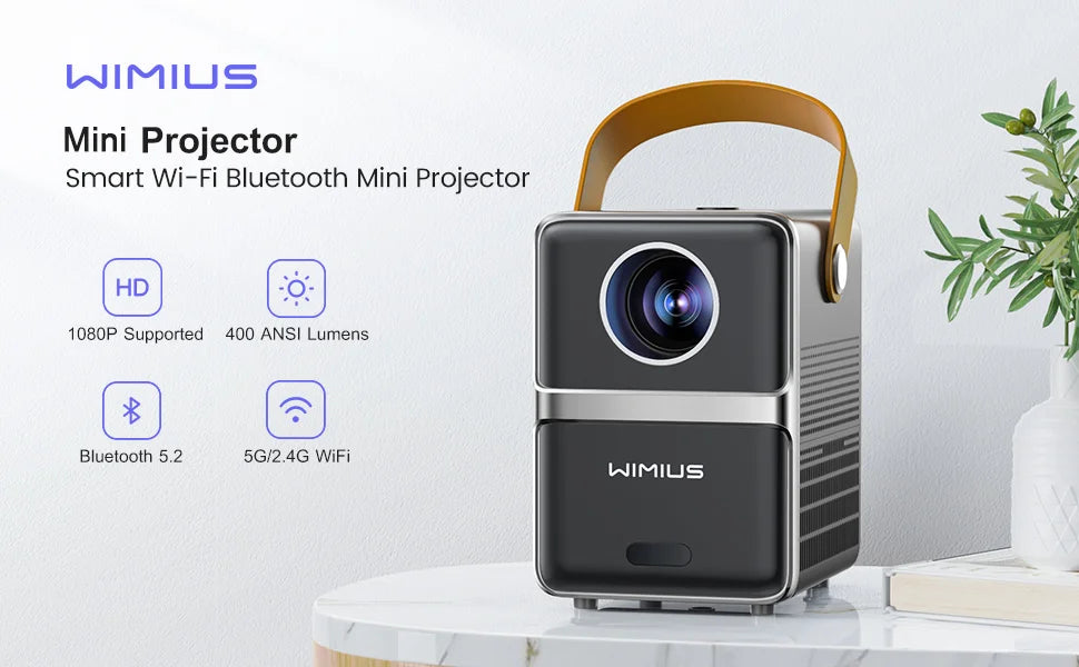 Wimius Mini Projector Full HD 1080P 18000 Lumens Video Projector Electric Focus 5G WiFi Bluetooth Portable Projector Home Cinema exovai.com