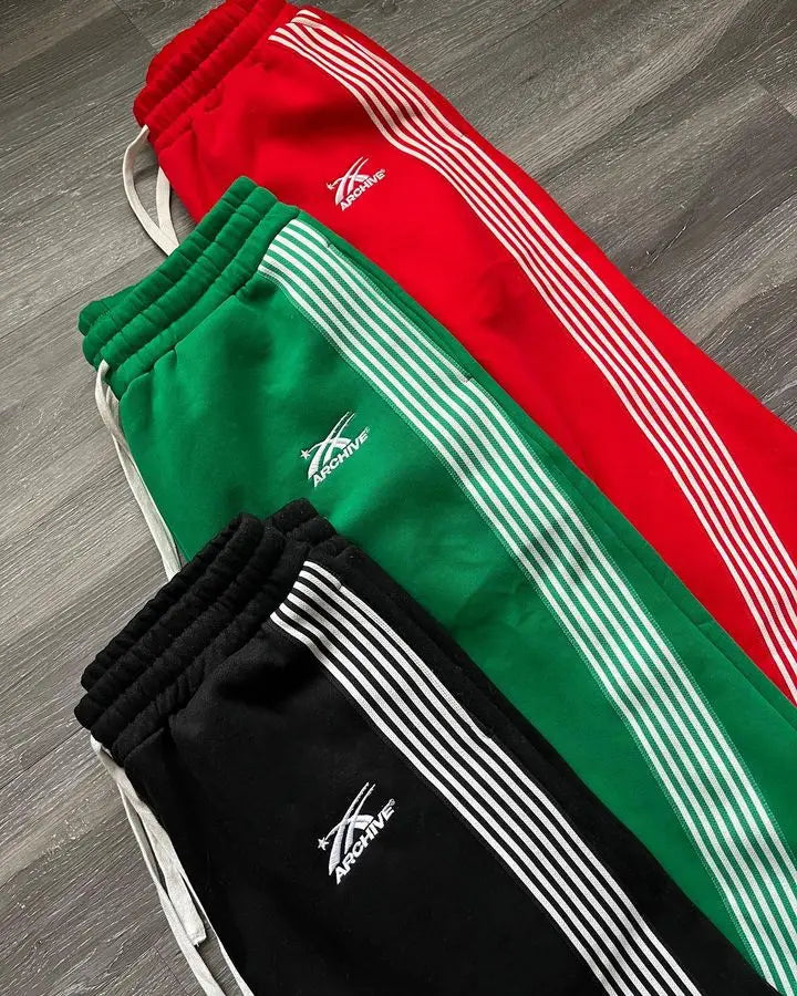 American Retro Striped Knitted Pants Men Y2k Street Harajuku Trendy Brand Oversized Trousers Loose Casual Wide Leg Pants Women exovai.com