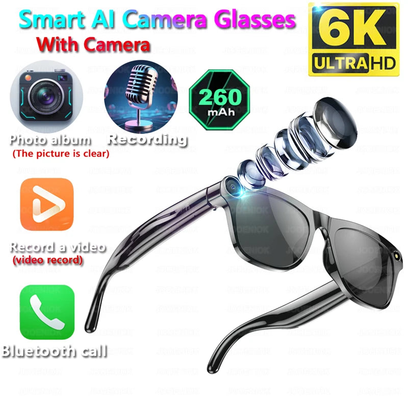 Xiaom 8K HD Smart Glasses Chat GPT 100MP Camera Bluetooth Call 260Mah Battery Voice Assistant Control Smart Glasses for Men exovai.com