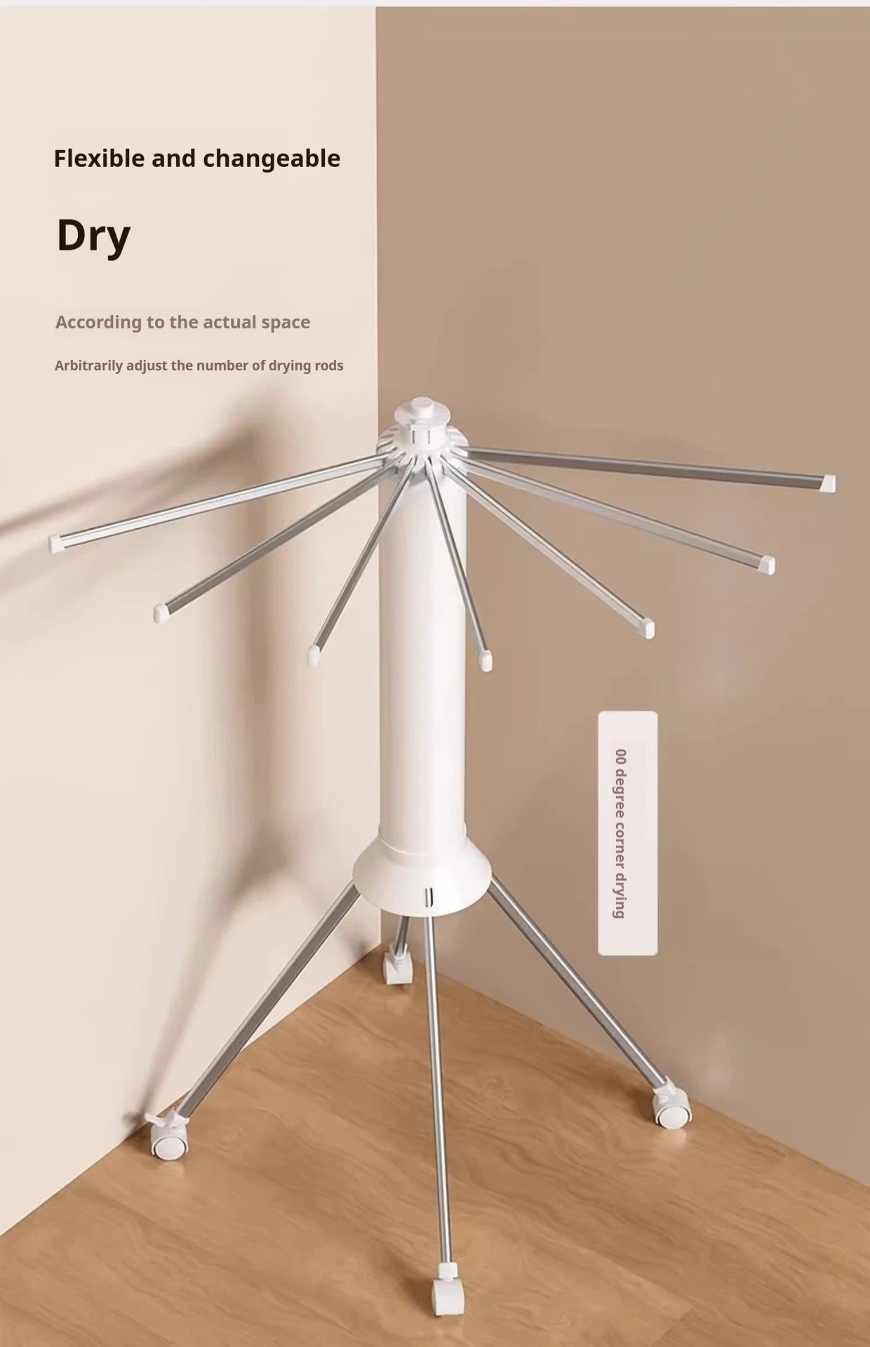 Foldable Clothes Drying Rack Octopus Type Floor Standing Balcony Clothes Drying Portable Rotating Drying Rod Clothes Dryer exovai.com