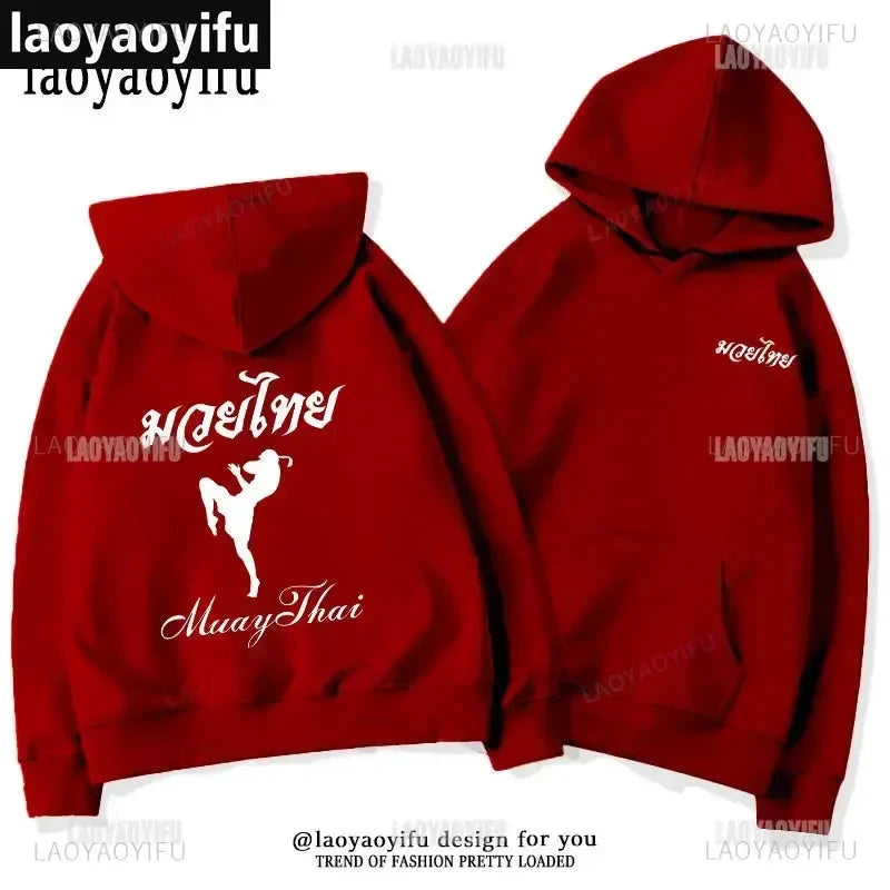 Muay Thai The Fist of King - Thailand Martial Art Pullover Hoodie Men Wai Kru Thailand Men Casual Pullovers 2024 New Style Tops exovai.com
