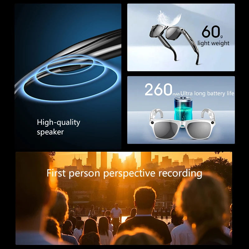 Xiaom 8K HD Smart Glasses Chat GPT 100MP Camera Bluetooth Call 260Mah Battery Voice Assistant Control Smart Glasses for Men exovai.com