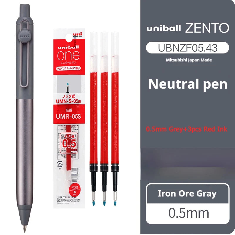 Japanese uni-ball ZENTO Gel Ink Pen Limited Flow Model Metal Push Ultra-Smooth Writing 0.38/0.5mm Signing for Students Business exovai.com