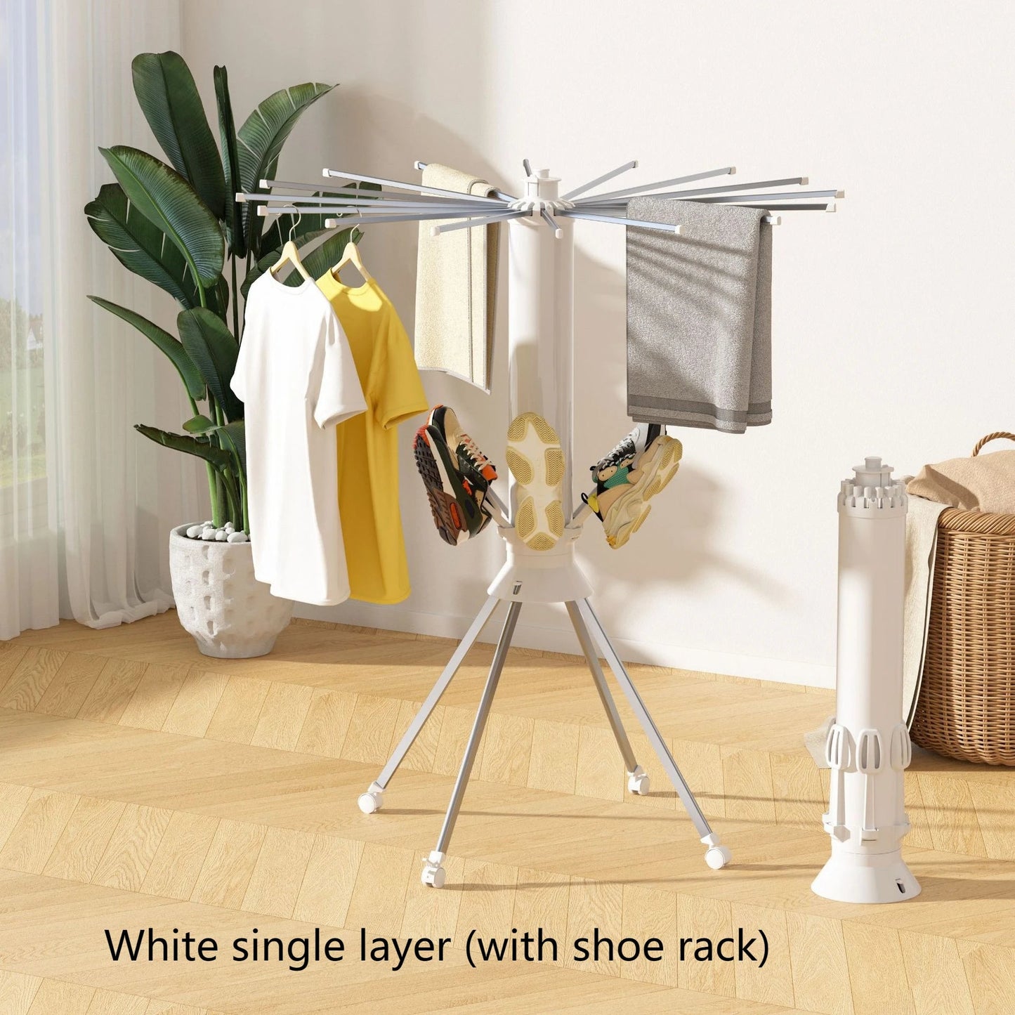 Octopus drying rack, balcony floor-to-ceiling octopus drying rack, household artifact 360 ° rotating, retractable and folding exovai.com