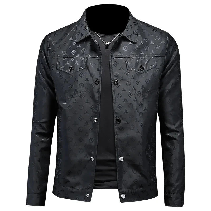 Men's Autumn Jacket Printed Flower Lapel Slim Fit Thin Casual Trendy High Quality Large Size exovai.com