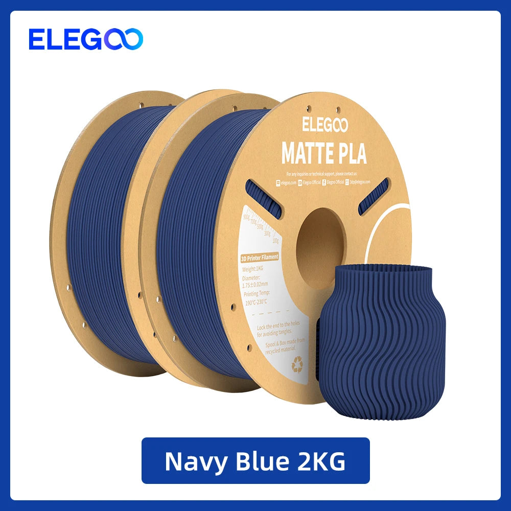 ELEGOO Matte PLA Filament 1KG,1.75mm FDM 3D Printer Filament Dimensional Accuracy +/- 0.02mm, 1kg Carboard Spool (2.2lbs) exovai.com