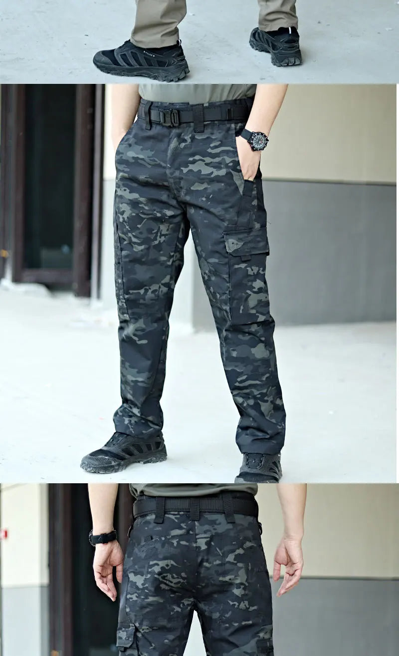 2024 Men's Tactical Pants Outdoor Work Casual Cargo Trousers Waterproof Multi-pocket Wear-Resistant Outdoor Training Trousers exovai.com