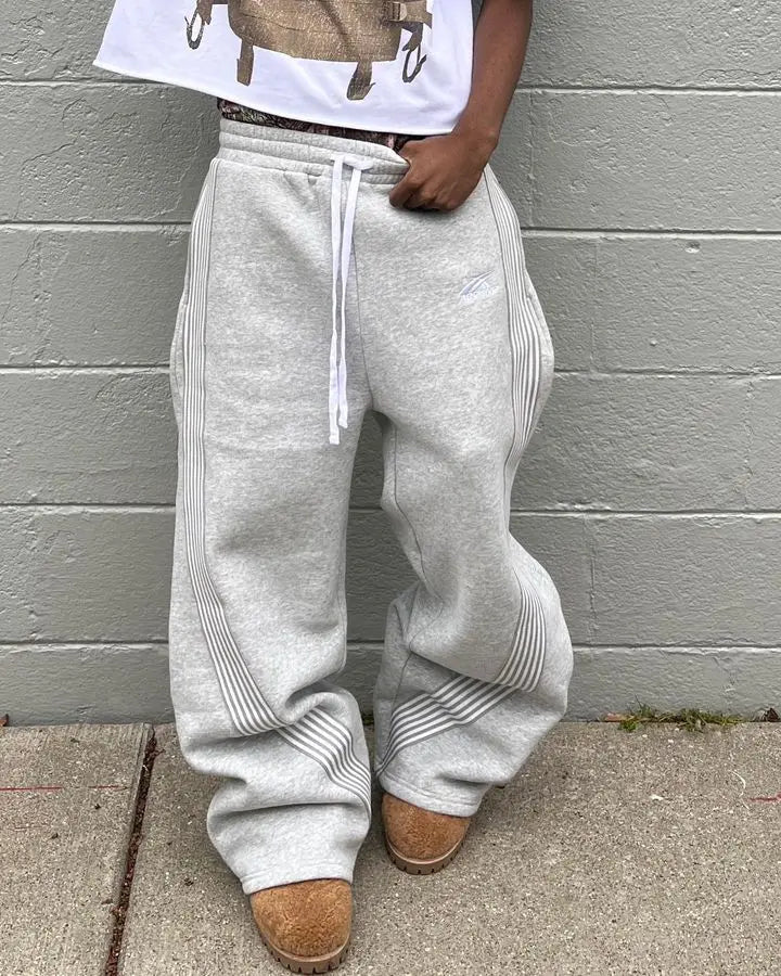 American Retro Striped Knitted Pants Men Y2k Street Harajuku Trendy Brand Oversized Trousers Loose Casual Wide Leg Pants Women exovai.com
