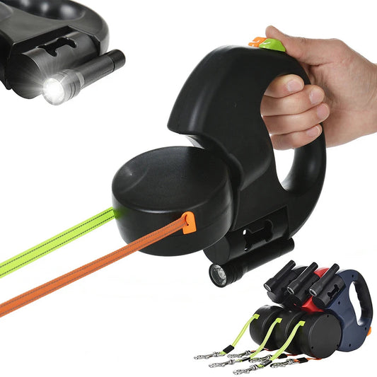 3m Retractable Dog Leash For Small Dogs Reflective Dual Pet Leash Lead 360 Swivel No Tangle Double Dog Walking Leash With Lights exovai.com