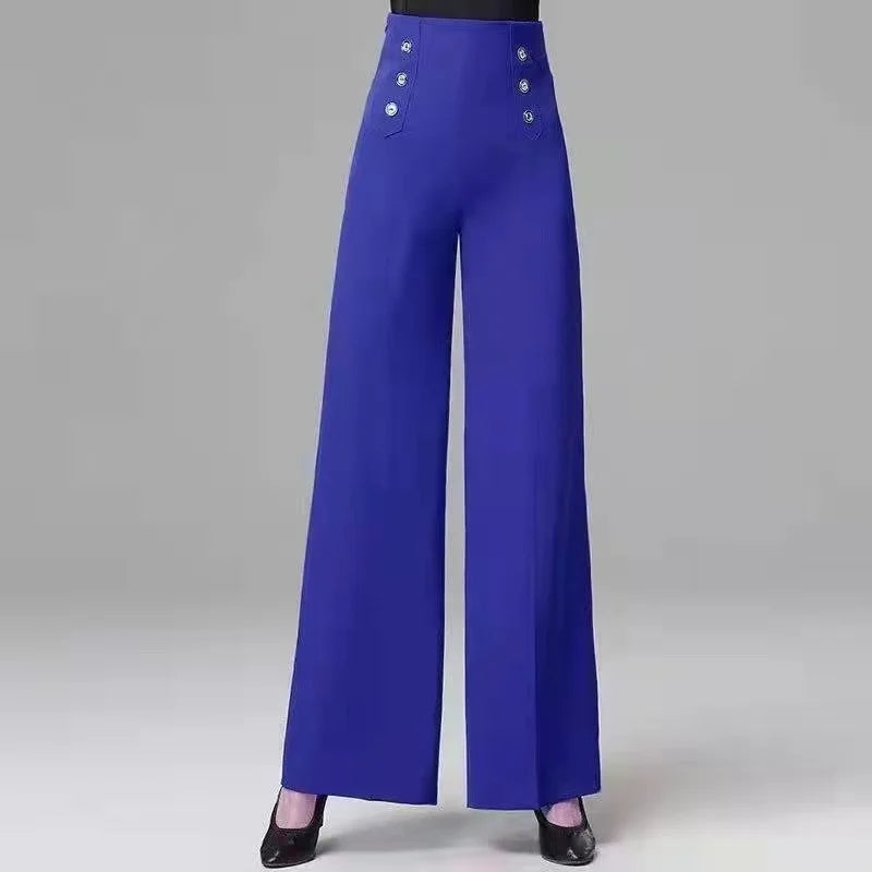 High Waist Wide Leg Pants Women's Spring Autumn Long Drapey Latin Dance Pants Modern Dance Trousers for Women Commute Sle exovai.com