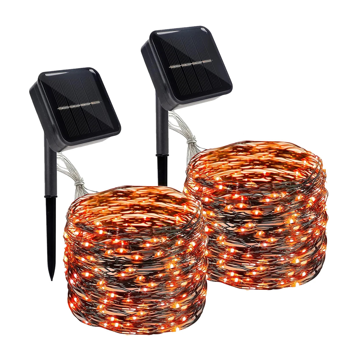 2 Pack 120LED Halloween Solar Powered Black Copper Wire Lamp Lights With 8 Lighting Modes Outdoor Waterproof Horror Atmosphere exovai.com