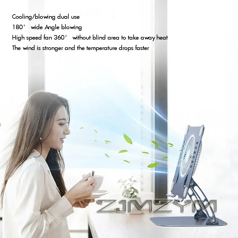 Aluminum Laptop Stand with Cooling Fan Ergonomic Notebook Foldable Cooler Laptop  Adjustable Aluminum Laptop Stand exovai.com