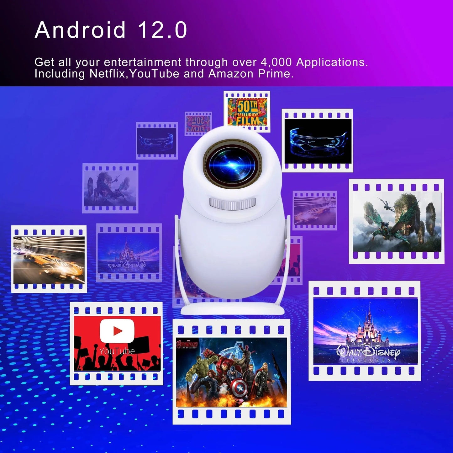 Xiaomi HD Mini Projector 4K Wifi6 Android 12 300 ANSI Dual Home BT5.0 1280*720P Portable Cinema Video Movie Player Home Theater exovai.com