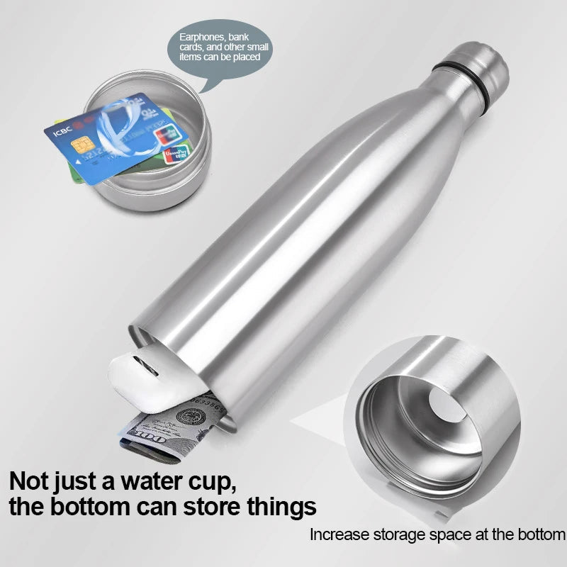 HEE RAK 750ml Secret Hidden Steel Water Bottle Compartment Stash Spot Can Hidding Storage for Cards Keys Cash Safe Money Box exovai.com