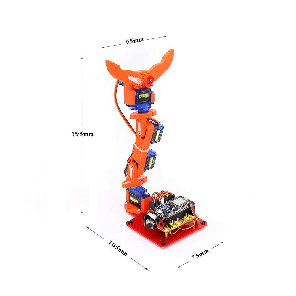 SG90 MG90S 5 DOF Mechanical Arm Robot Manipulator Claw for Arduino Maker Learning DIY Kit Robot Web Remote Control exovai.com