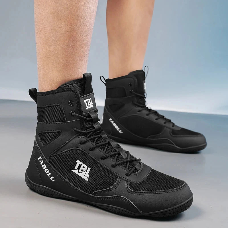 Wrestling shoes male Boxing Shoes Fighting Sanda Strength High Top Shoes light fighting Boots Weightlifting shoe Sneakers exovai.com