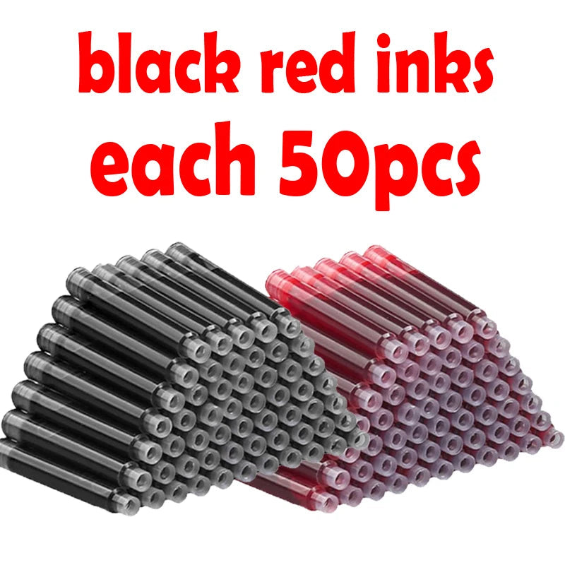53Pcs Fountain Pen Set School Student Pens Replacable Ink Set Black/Blue/Red ink 0.38 mm Office Writing Supplies Stationery exovai.com