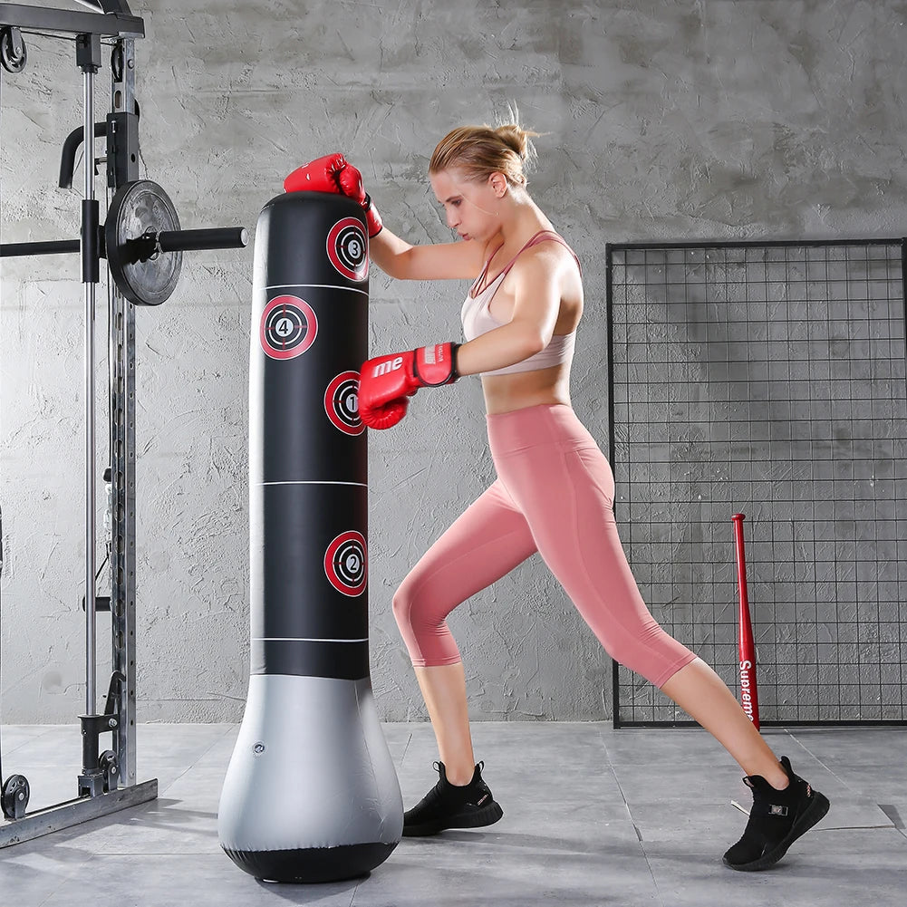 Inflatable Boxing Bag  PVC Material Kickboxing Bag Freestanding with Instant Bounce Back Movement for Adults and Children exovai.com