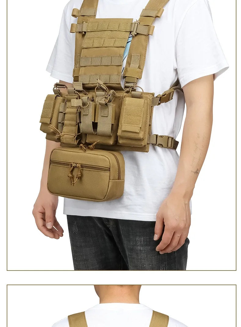 Military Tactical Vest Chest Rig with Adjustable Straps & Large Capacity Pouch for Outdoor Adventure & Tactical Missions exovai.com