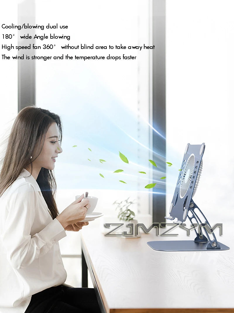Aluminum Laptop Stand with Cooling Fan Ergonomic Notebook Foldable Cooler Laptop  Adjustable Aluminum Laptop Stand exovai.com