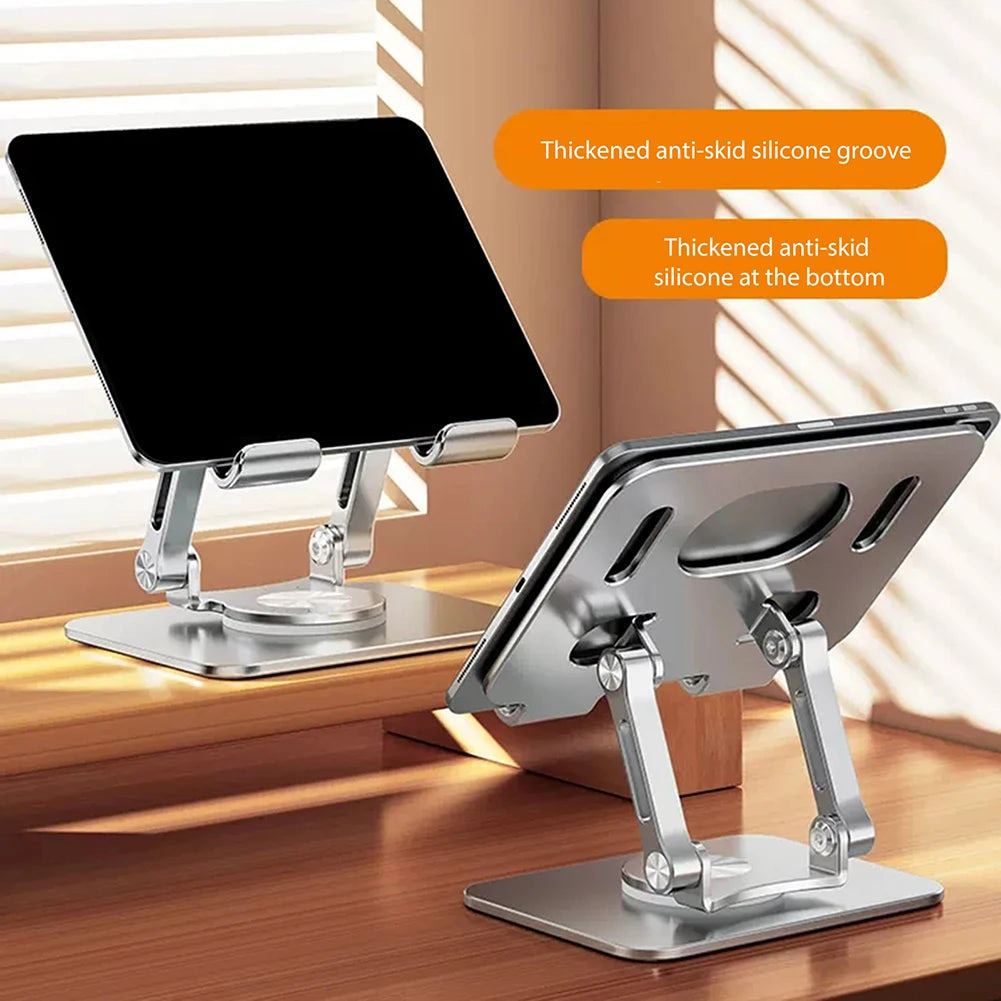 Foldable Mobile Phone Holder 360 Degree Rotating Hollowed Tablet Riser Anti Slip Tablet Holder Height Adjustable for 4.7-12 Inch exovai.com