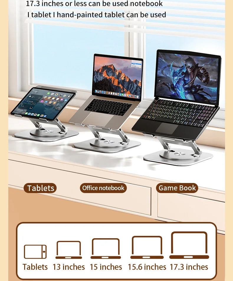 Laptop Stand 360° Rotatable Notebook Holder Liftable Desk Riser Stand Aluminum Alloy Stand Compatible With 9.7-17.3 Inch Laptops exovai.com