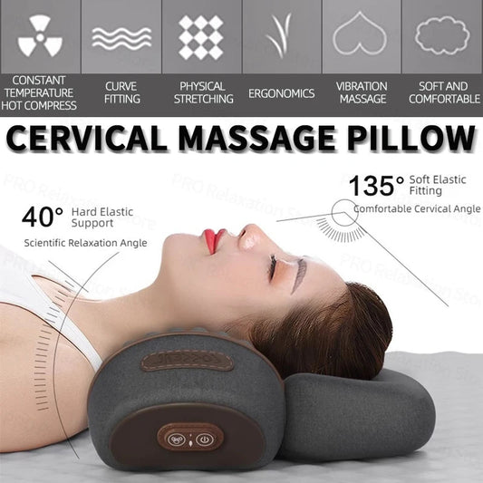 Hot Cervical Pillow Spine Sleeping Neck Massager Spine Non-traction Heating Compress Neck Masajeador Pillow Relaxation Treatment exovai.com
