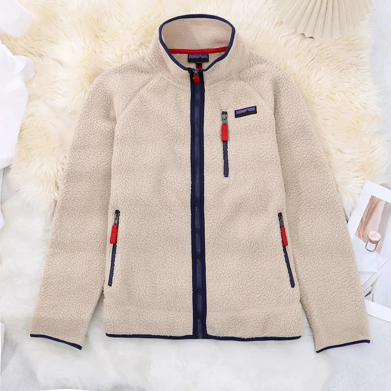 Outdoor Fleece Jackets for Men and Women Wool for Warmth Standing Collar Thickened Fleece Sports Autumn and Winter Parkas Coat exovai.com