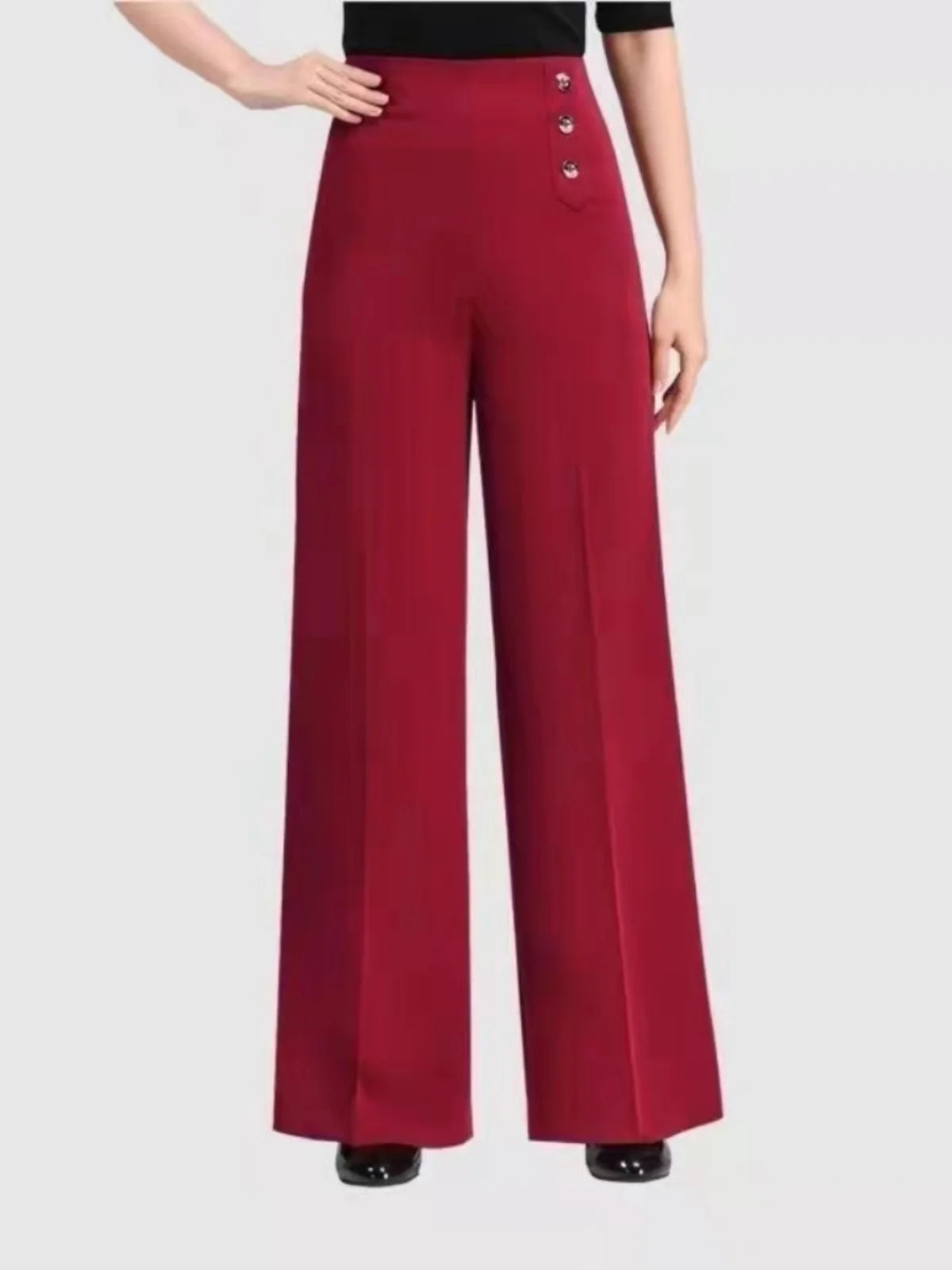 High Waist Wide Leg Pants Women's Spring Autumn Long Drapey Latin Dance Pants Modern Dance Trousers for Women Commute Sle exovai.com