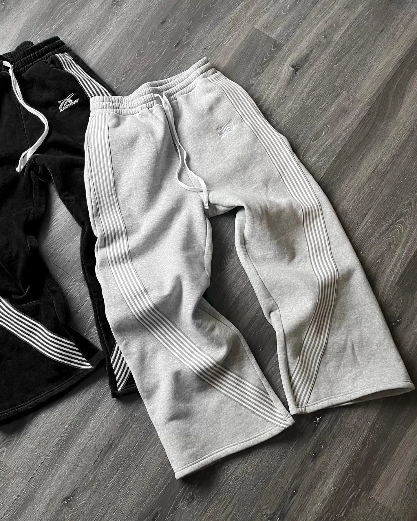 American Retro Striped Knitted Pants Men Y2k Street Harajuku Trendy Brand Oversized Trousers Loose Casual Wide Leg Pants Women exovai.com