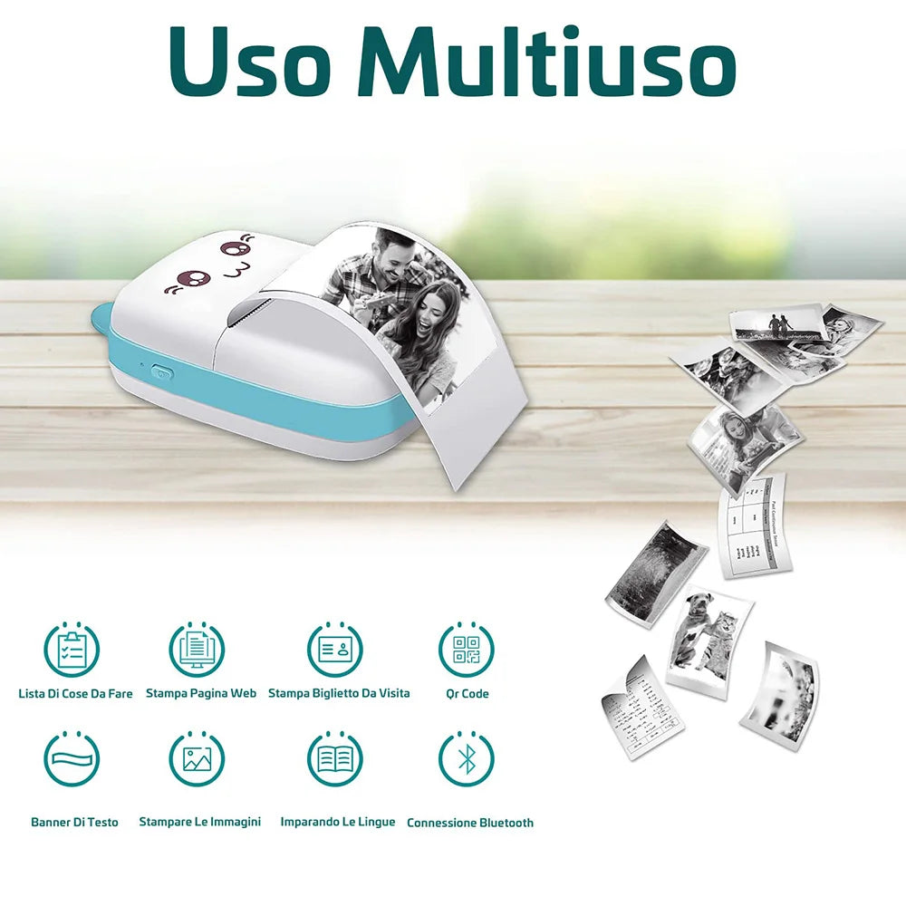 Mini Printer Portable Bluetooth Wireless Smart Label Thermal Portable Printers Stickers Paper Wireless Printers Children Gifts exovai.com