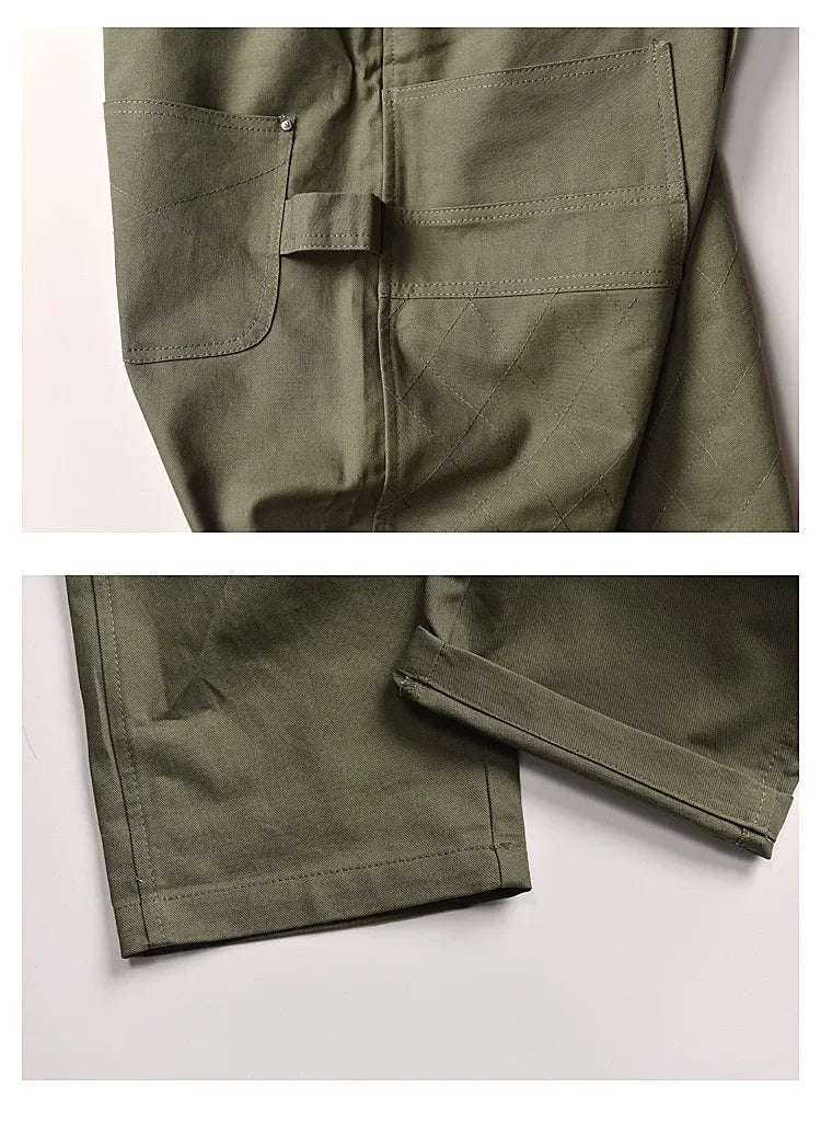 Japanese Style Loose Fit Jumpsuit Cargo Pants Bell Bottoms Dad Pants Ins Popular Same Style Tank For Men Women exovai.com
