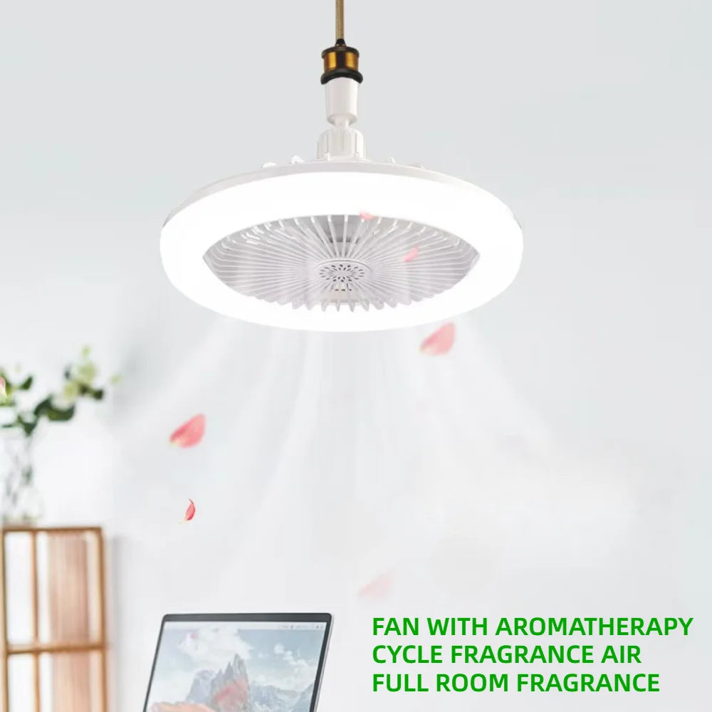 Rotatable 3in1 Ceiling Fan with Remote Control Lighting Lamp E27 Converter Base Lighting Base Bedroom Living Room Miflame exovai.com