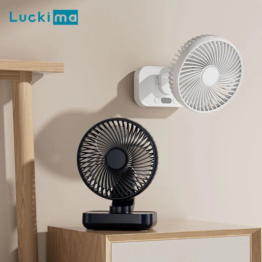 Portable Table Fan Type-c Rechargeable 4 Speeds Desk USB Cooling Fan Wireless Oscillating Wall Hanging Fan 90° Degrees Adjust exovai.com