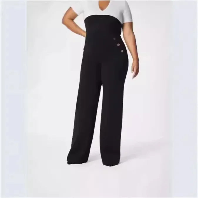 Spring Women Pants Black Button Empire Waist Loose Long Pants Female New Trendy Elegant Casual Trendy Ladies Clothes exovai.com