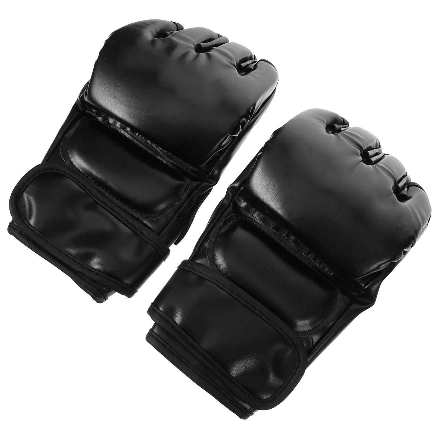 Boxing Gloves Punching Bag Half Finger Kickboxing Training Sparring Martial Black MMA Style Comfortable Wrist Support exovai.com