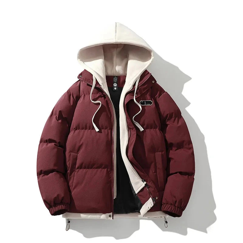2024 Autumn and Winter Warm Jacket Casual Fashion 2-in-1 Hooded Windproof Bicycle Cotton Coat Simple Couple Outdoor Windbreaker exovai.com