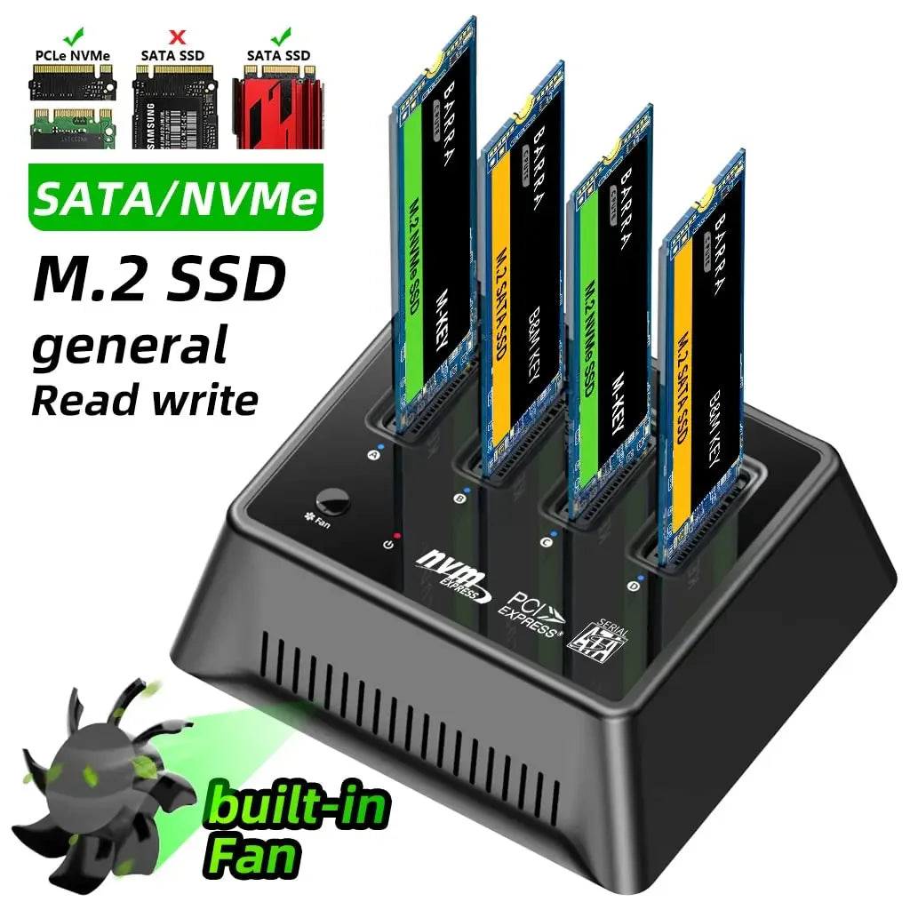 MAIWO 4 Bay M.2 Nvme Docking Station M/B Key Type-C 10Gbps M.2 Case USB C SSD Case NVME and NGFF External HD with Fan for PC exovai.com