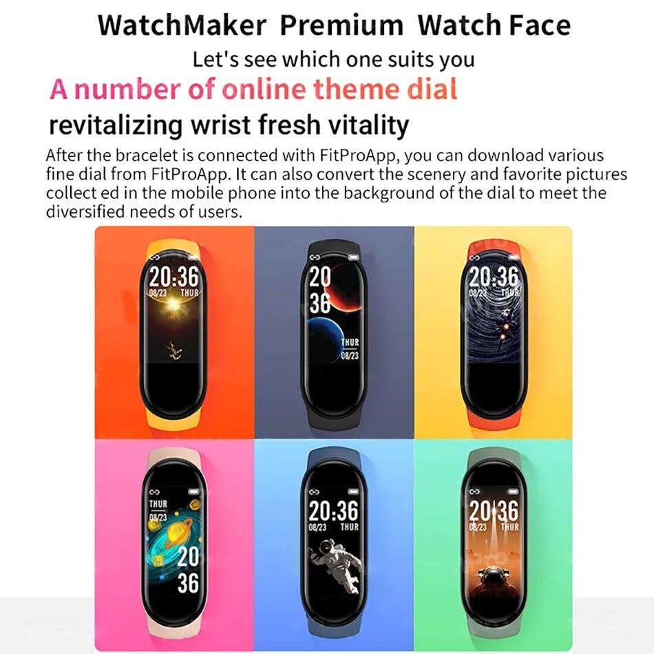 M6 Smart Watch Men Women Fitness Smart Bracelet Sports Band Heart Rate Blood Pressure Monitor Waterproof Multi-function Watches exovai.com